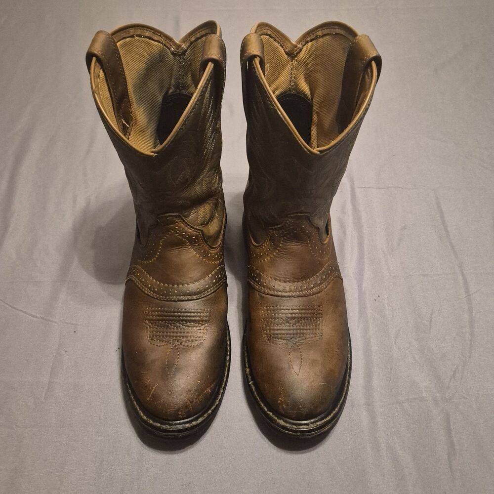 Ariat WorkHog Boots Men Size 8.5 Brown Pull On Western Work Soft Toe 10008633